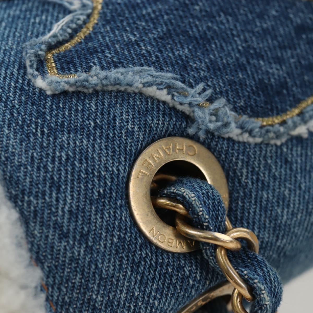 CHANEL Chain Shoulder Bag Denim Blue Gold CC Auth 204897SM