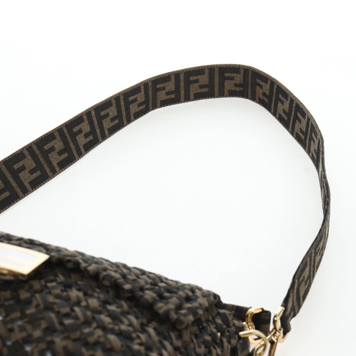 FENDI Zucca Canvas Mamma Baguette Shoulder Bag 2way Brown Black Auth 204902SM