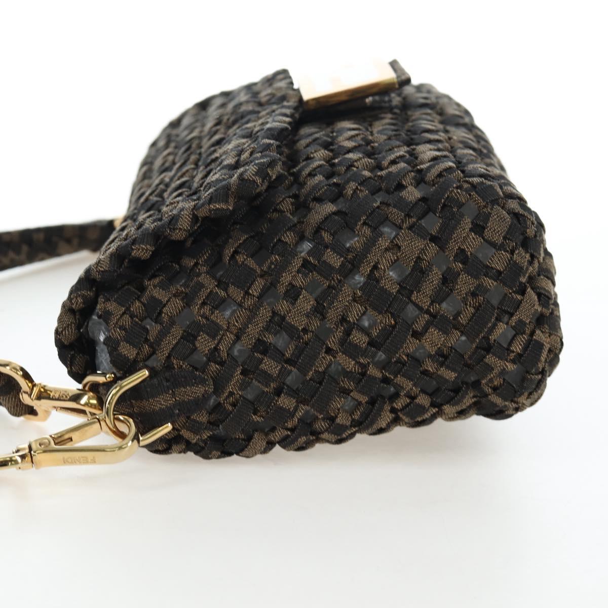 FENDI Zucca Canvas Mamma Baguette Shoulder Bag 2way Brown Black Auth 204902SM