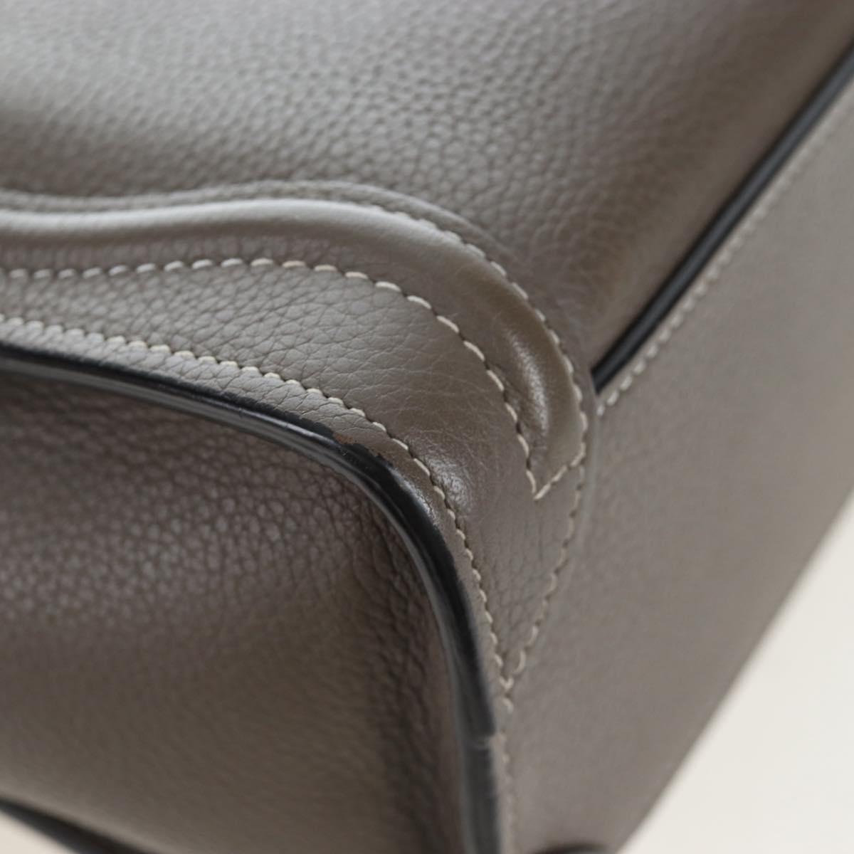 CELINE Luggage Nano Hand Bag Leather 2way Gray Silver Auth 204904V