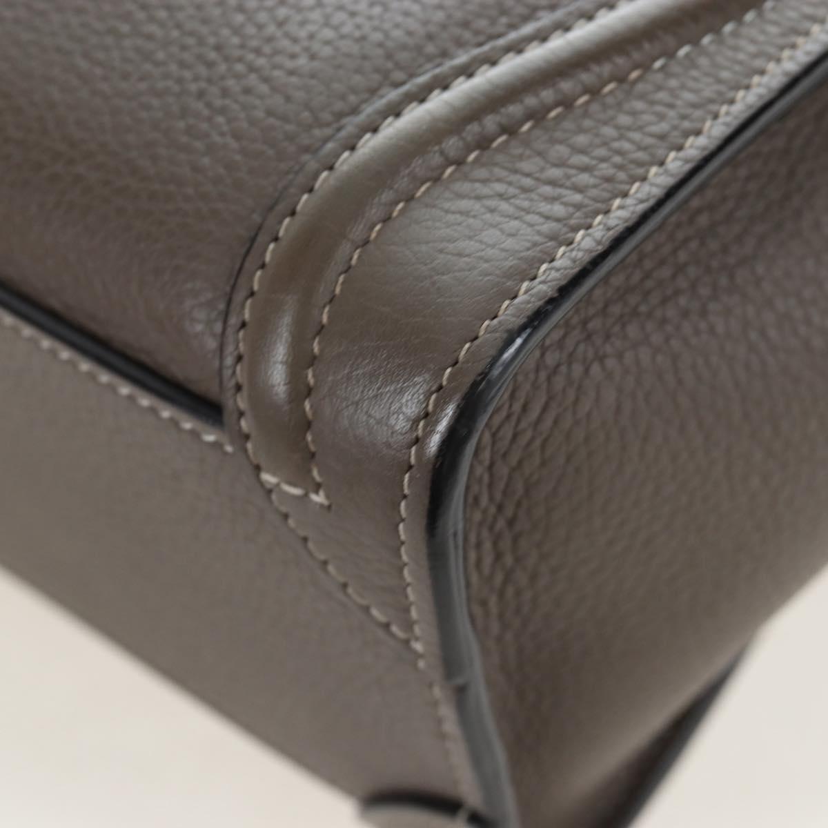 CELINE Luggage Nano Hand Bag Leather 2way Gray Silver Auth 204904V