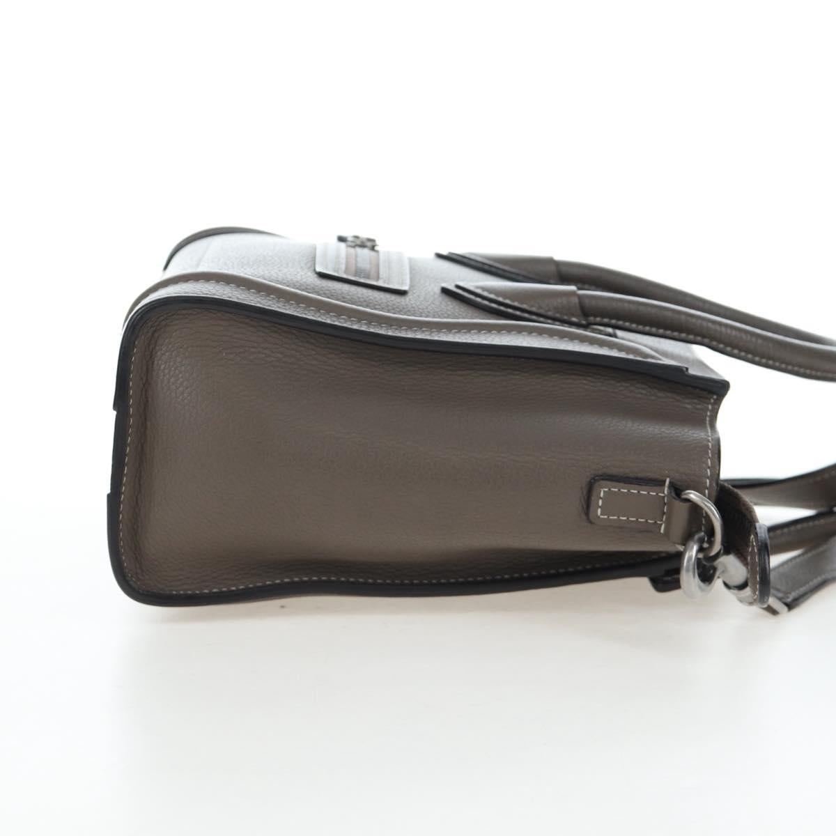 CELINE Luggage Nano Hand Bag Leather 2way Gray Silver Auth 204904V