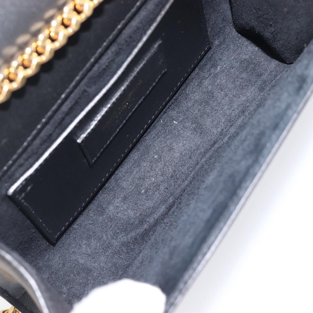 SAINT LAURENT Chain Kate Shoulder Bag Leather Black Gold Auth 204906SAM