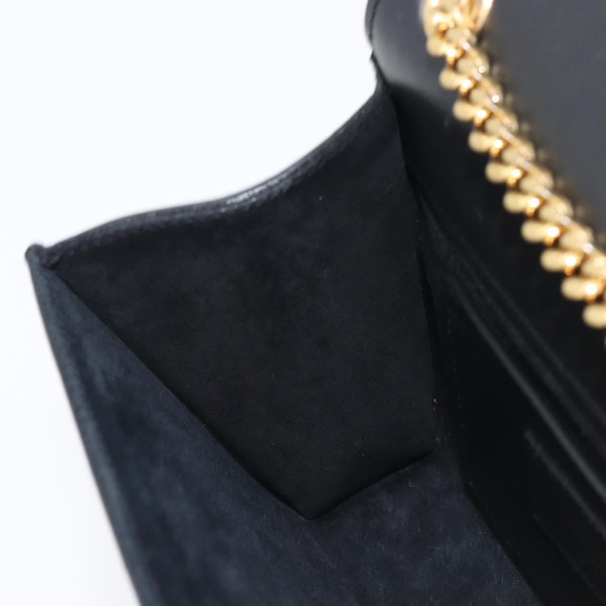 SAINT LAURENT Chain Kate Shoulder Bag Leather Black Gold Auth 204906SAM