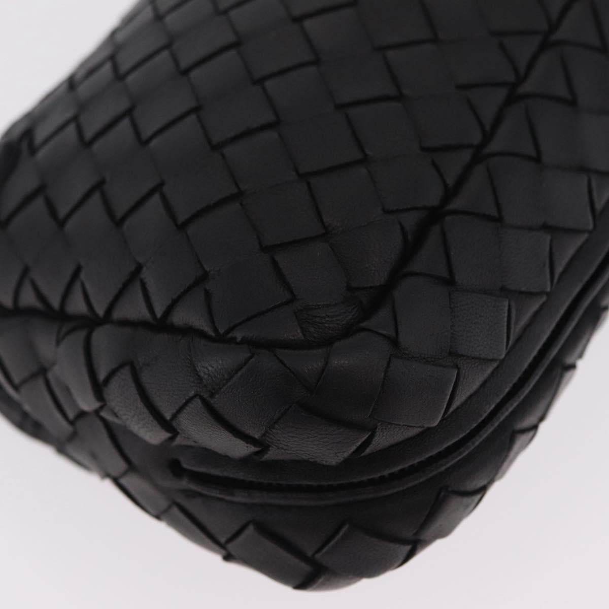 BOTTEGA VENETA INTRECCIATO Chain Shoulder Bag Leather Black Auth 204907A