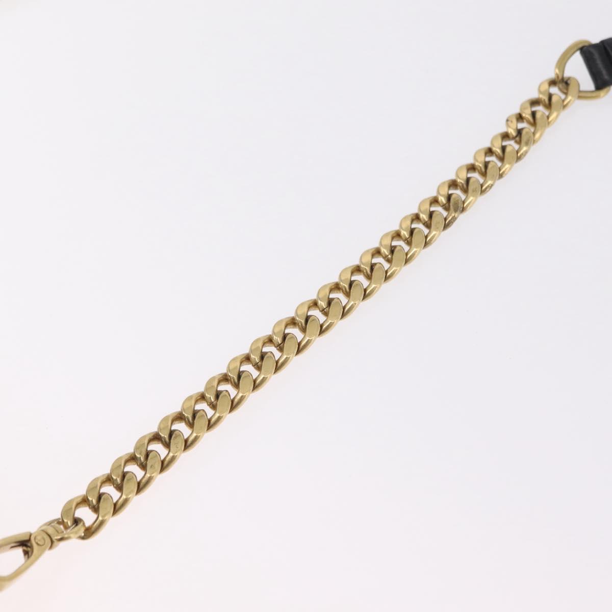 PRADA Gathered Chain Shoulder Bag Leather Black Gold Auth 204909A