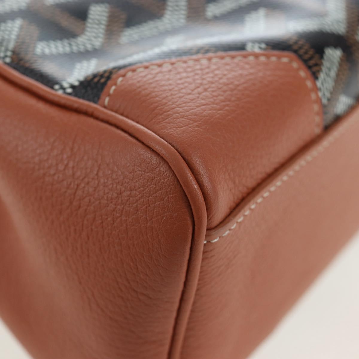 GOYARD Herringbone Saigon Mini Hand Bag PVC 2way Brown Silver Auth 204910SM