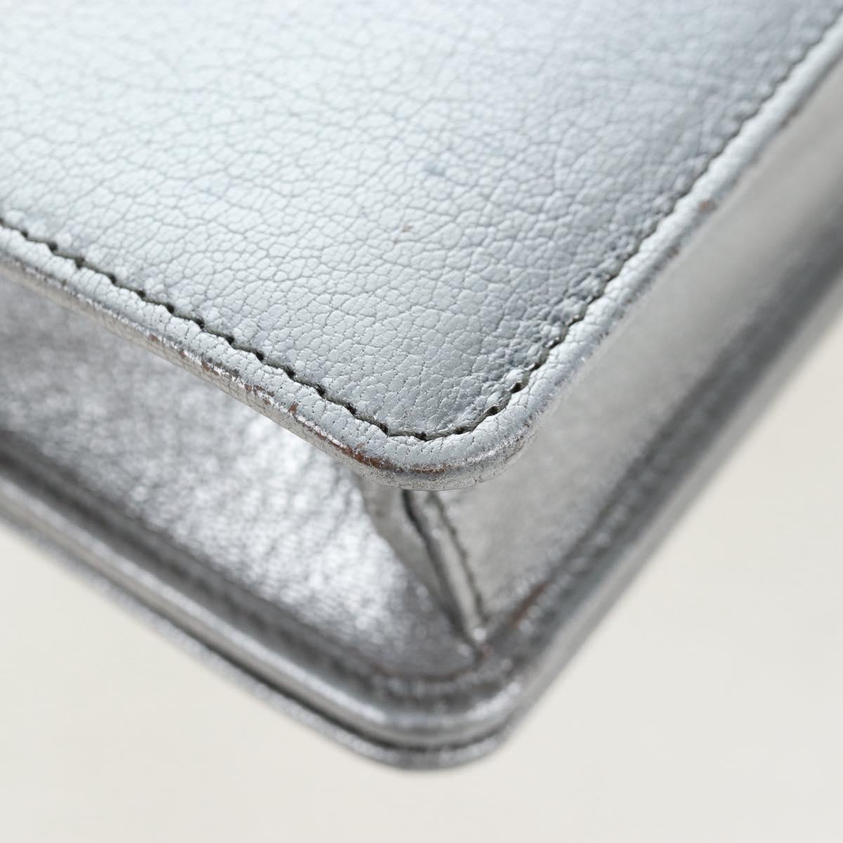 Miu Miu Chain Shoulder Bag Leather Silver Auth 204916M