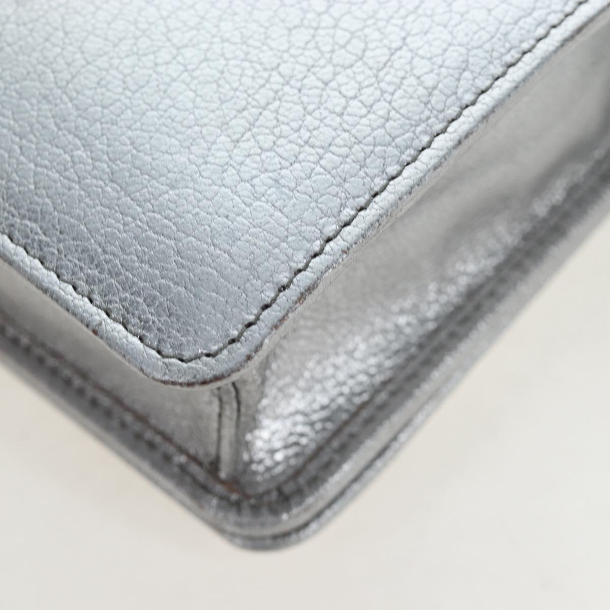Miu Miu Chain Shoulder Bag Leather Silver Auth 204916M