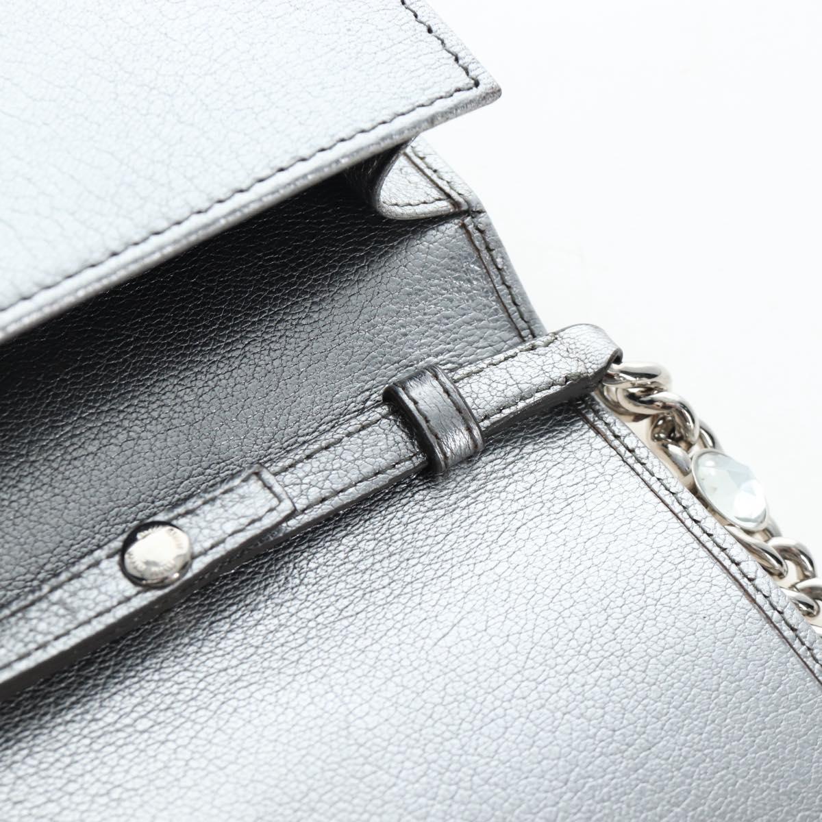 Miu Miu Chain Shoulder Bag Leather Silver Auth 204916M