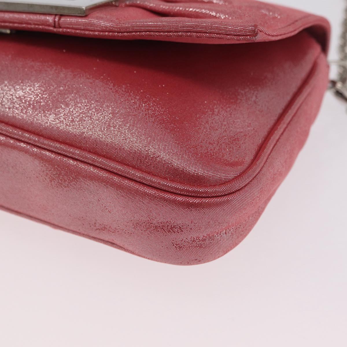 FENDI Mia Pochette Chain Shoulder Bag Leather Pink Silver 8BP046 Auth 204918M
