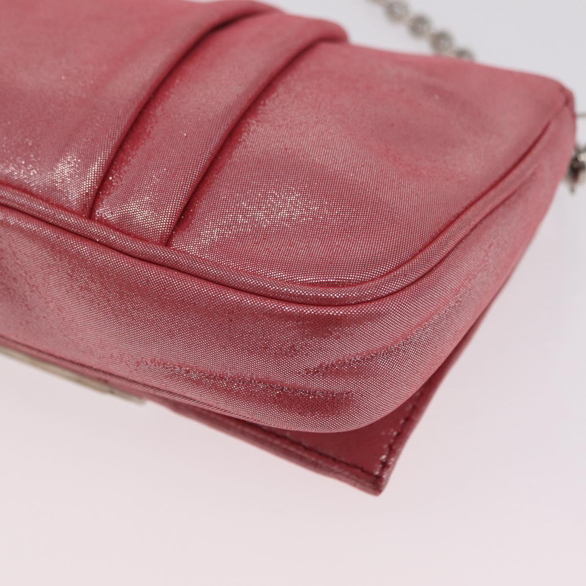 FENDI Mia Pochette Chain Shoulder Bag Leather Pink Silver 8BP046 Auth 204918M