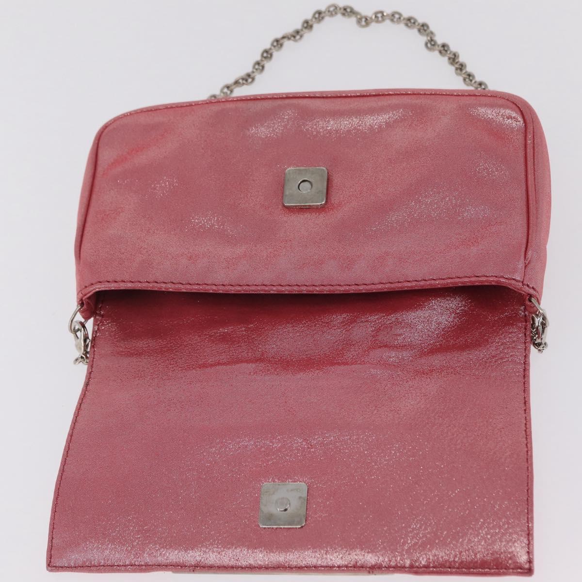FENDI Mia Pochette Chain Shoulder Bag Leather Pink Silver 8BP046 Auth 204918M