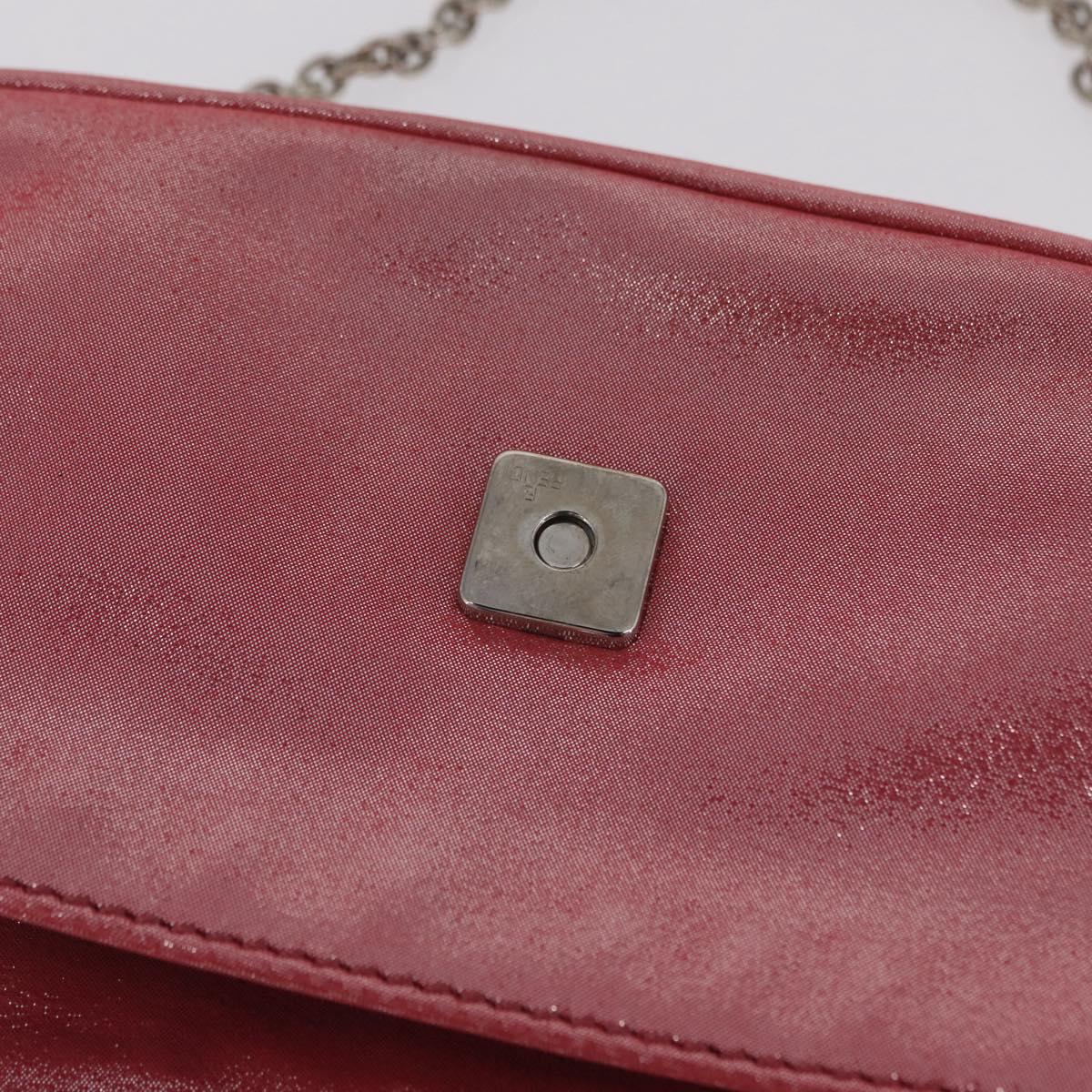FENDI Mia Pochette Chain Shoulder Bag Leather Pink Silver 8BP046 Auth 204918M
