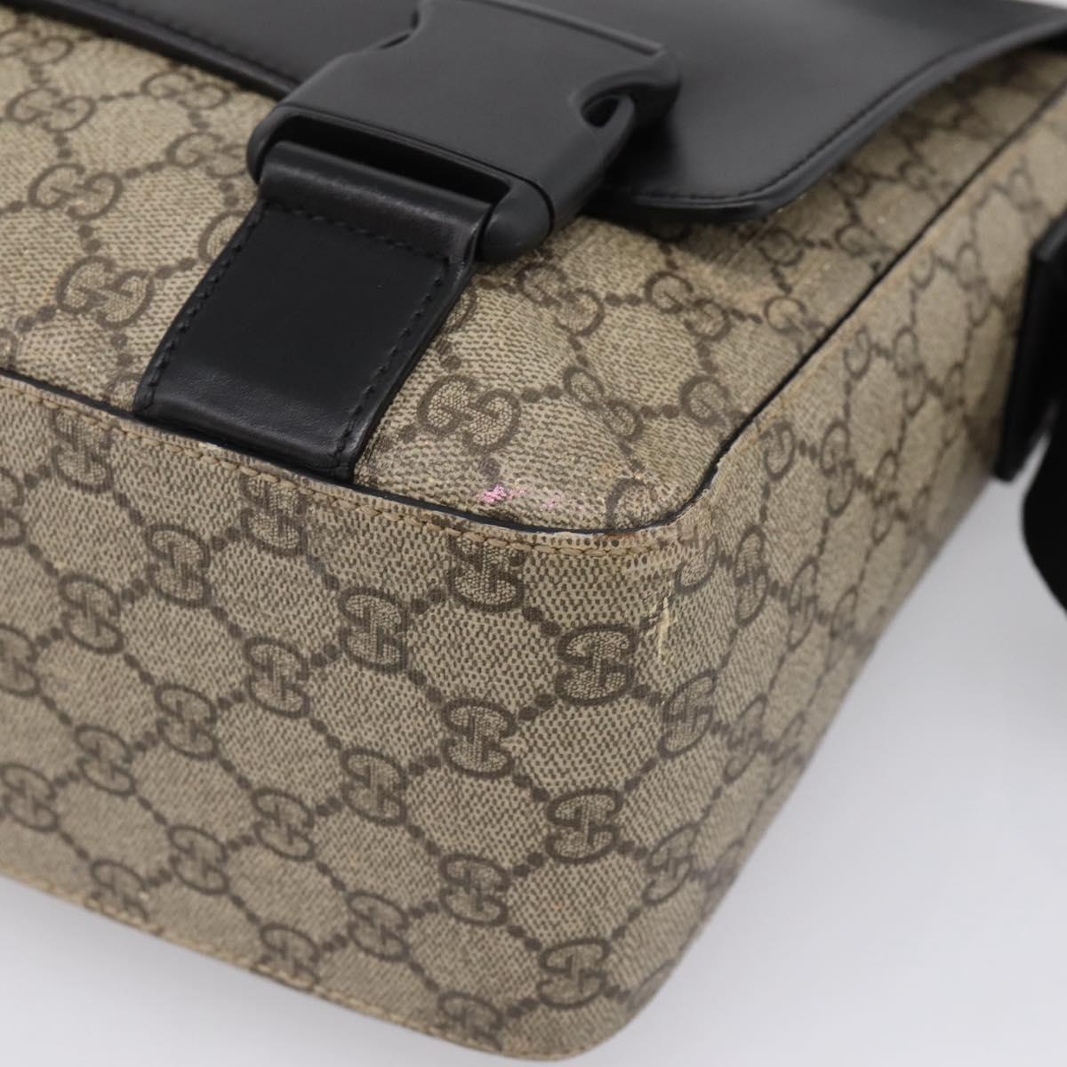 GUCCI GG Supreme Shoulder Bag PVC Beige Silver 406367 Auth 204922