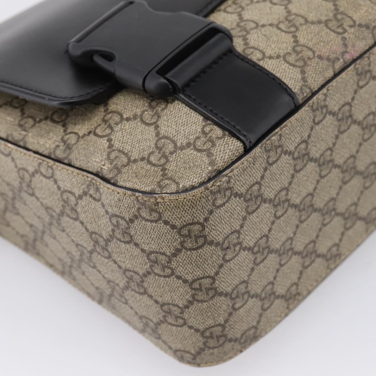 GUCCI GG Supreme Shoulder Bag PVC Beige Silver 406367 Auth 204922