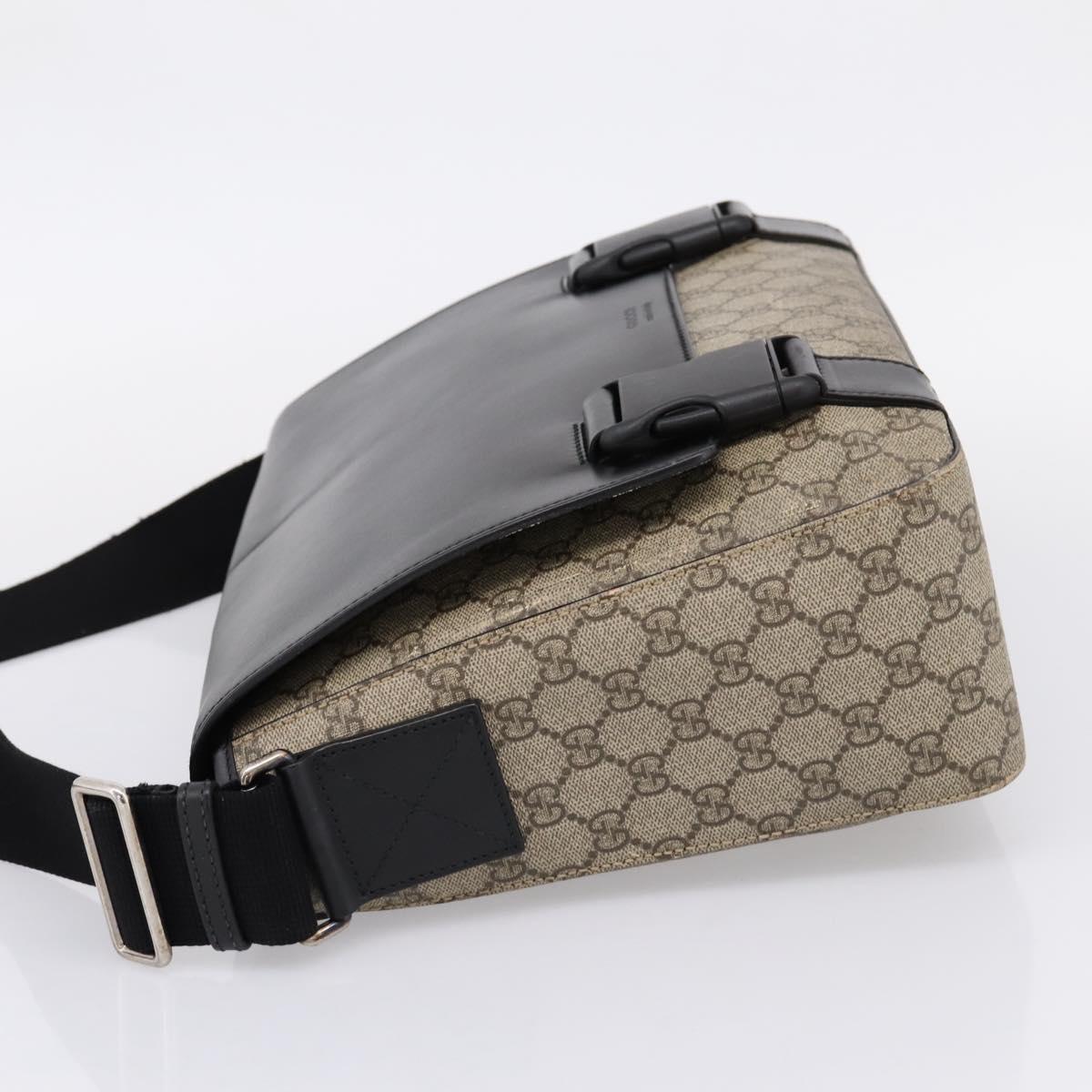GUCCI GG Supreme Shoulder Bag PVC Beige Silver 406367 Auth 204922
