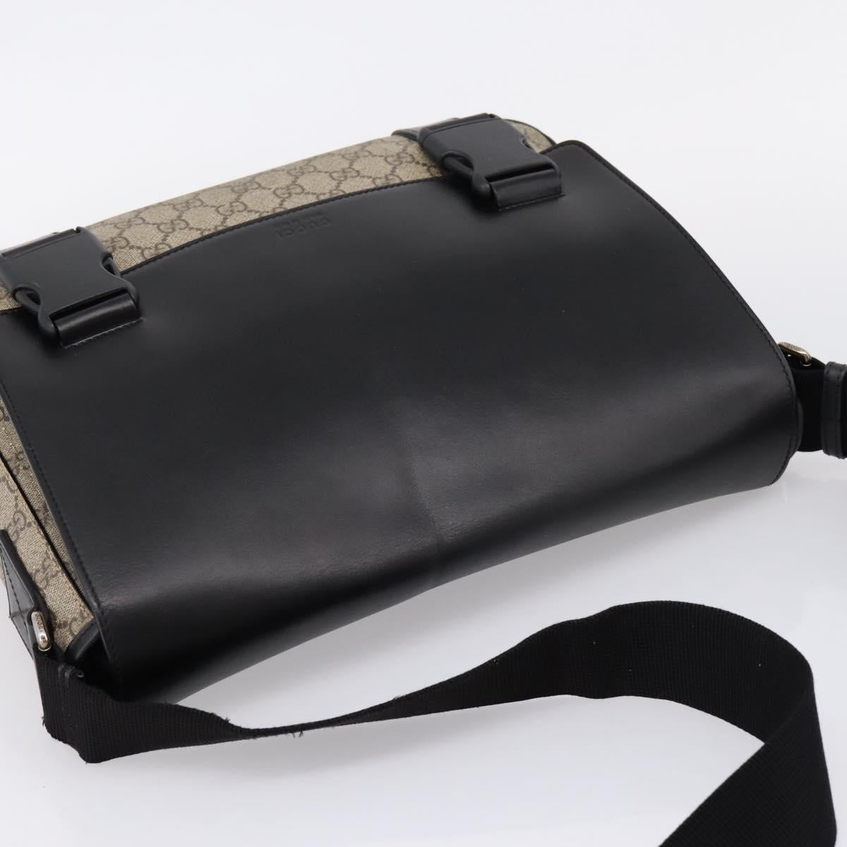 GUCCI GG Supreme Shoulder Bag PVC Beige Silver 406367 Auth 204922