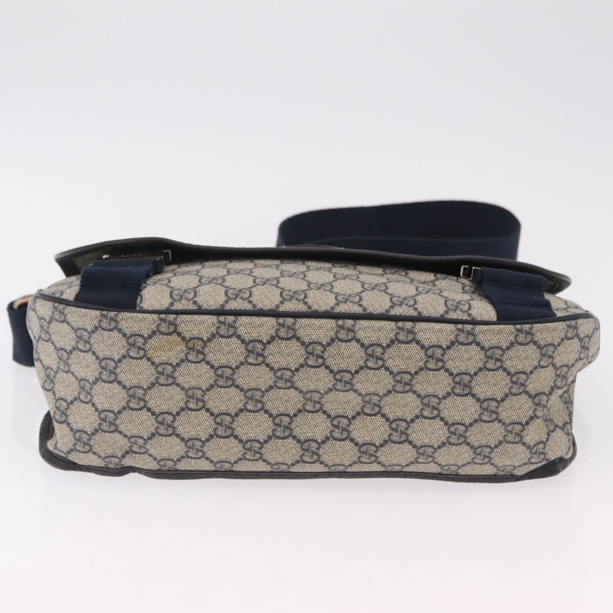 GUCCI GG Supreme Shoulder Bag PVC Navy Silver 201732 Auth 204923A