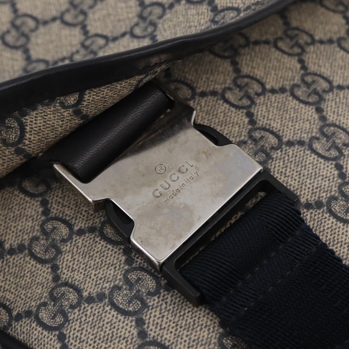 GUCCI GG Supreme Shoulder Bag PVC Navy Silver 201732 Auth 204923A