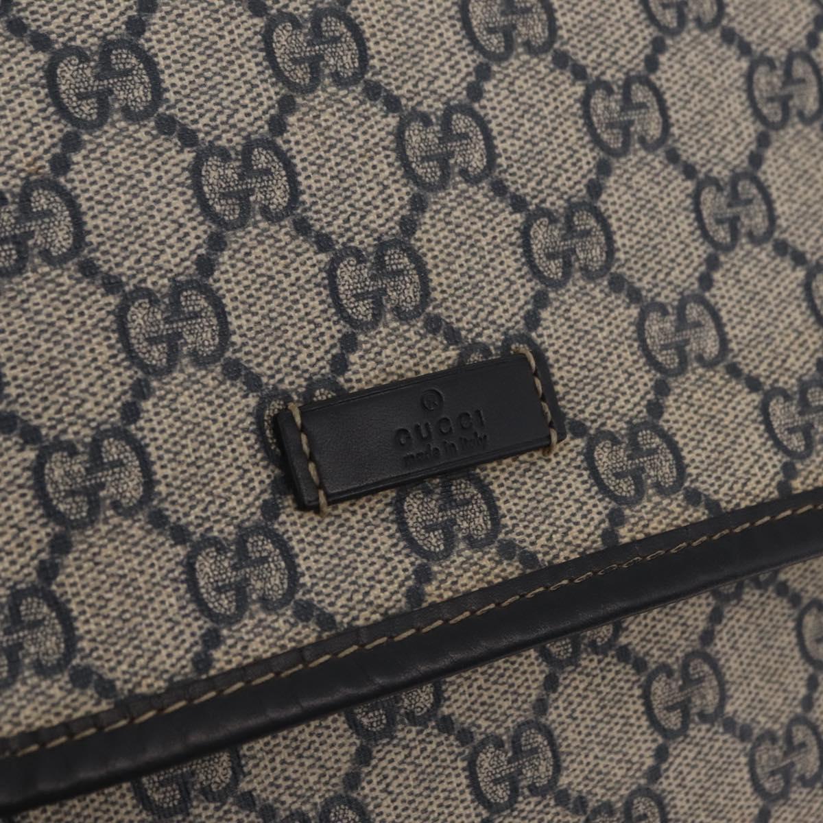 GUCCI GG Supreme Shoulder Bag PVC Navy Silver 201732 Auth 204923A