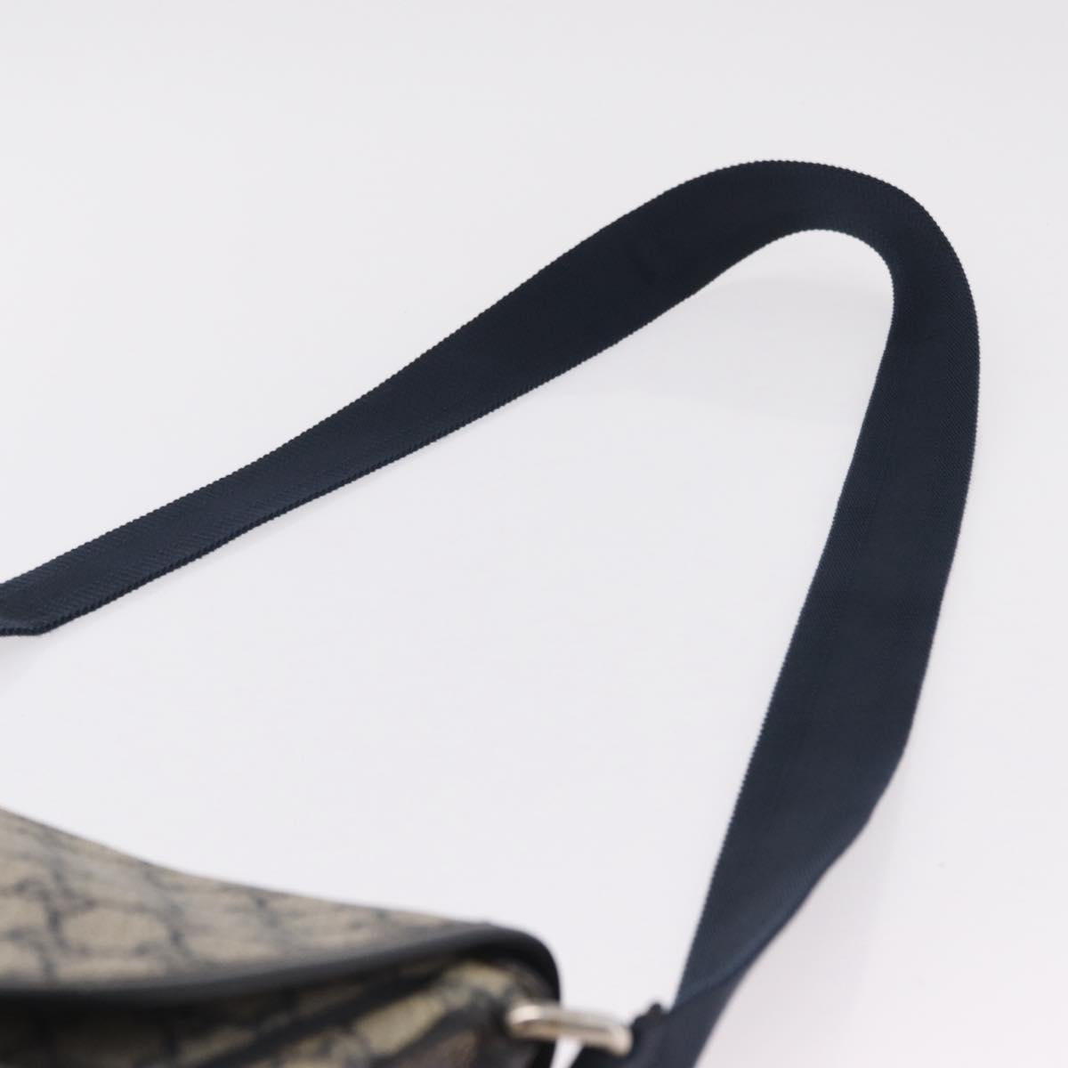 GUCCI GG Supreme Shoulder Bag PVC Navy Silver 201732 Auth 204923A