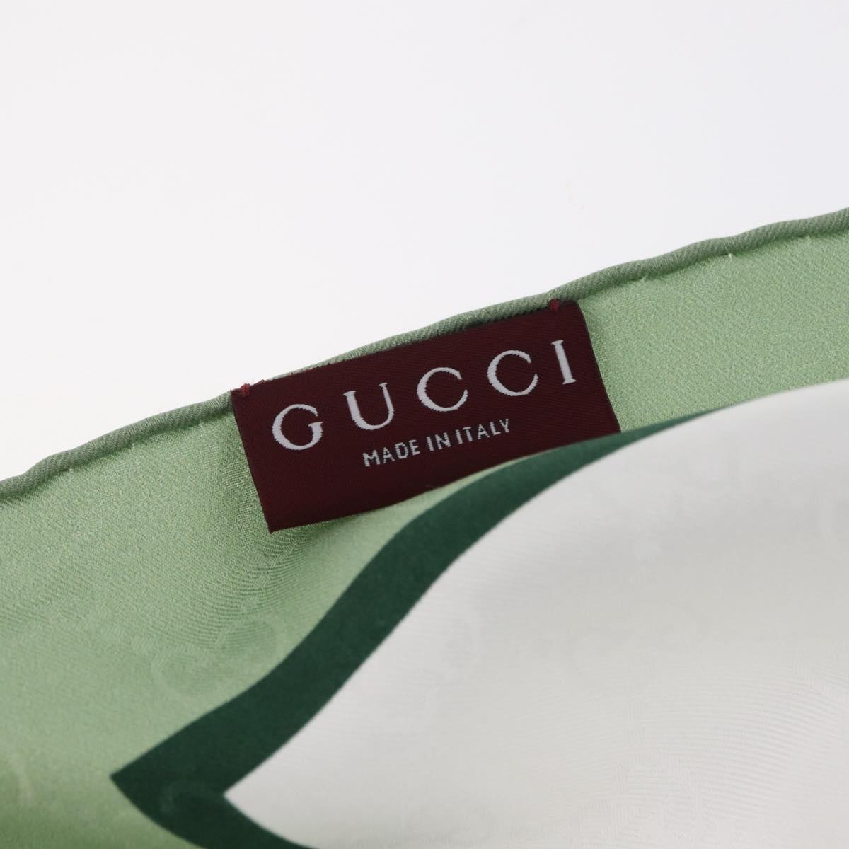GUCCI Yuko Higuchi GG Scarf Silk Green White 863477 Auth 204930M