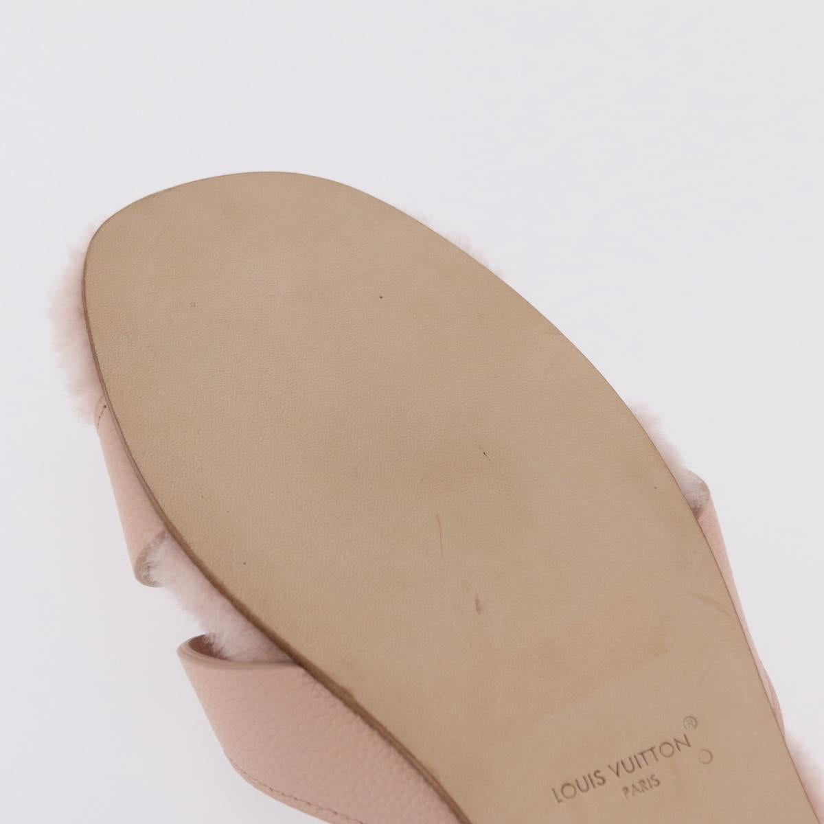 LOUIS VUITTON Isola Mule Leather Shearling 39 Pink LV Auth 204932M
