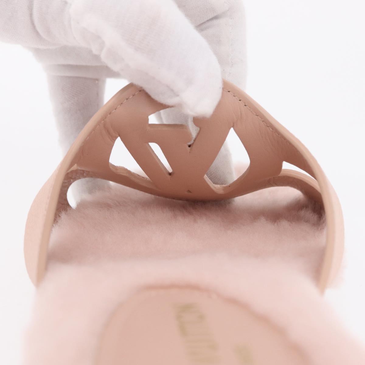 LOUIS VUITTON Isola Mule Leather Shearling 39 Pink LV Auth 204932M