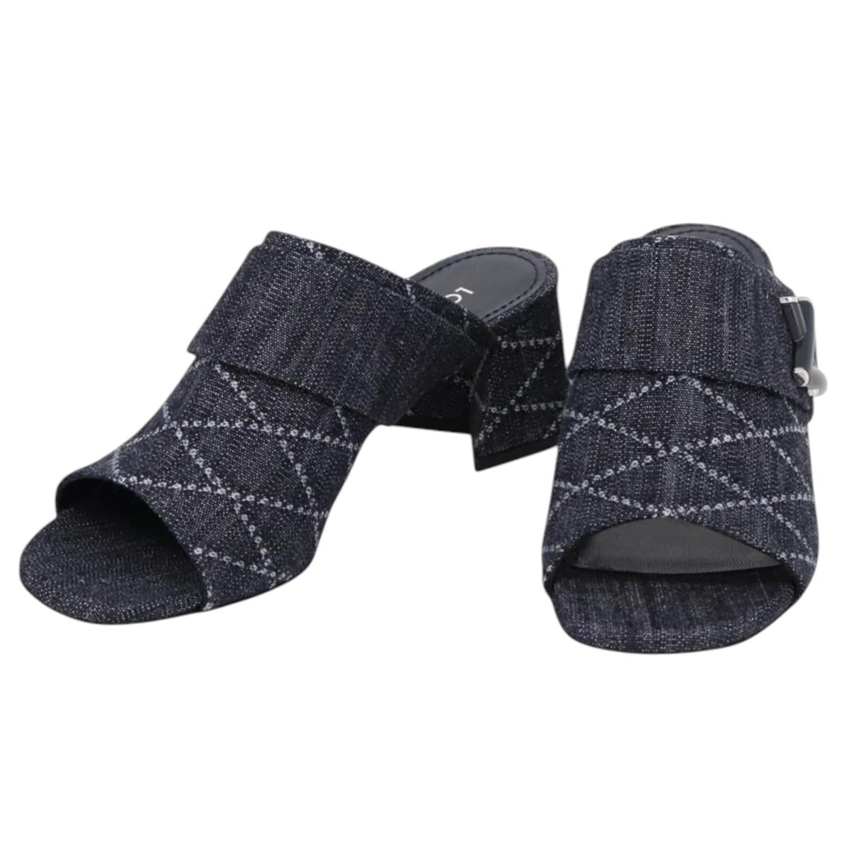 LOUIS VUITTON Sandals Denim 36 Blue LV Auth 204934M