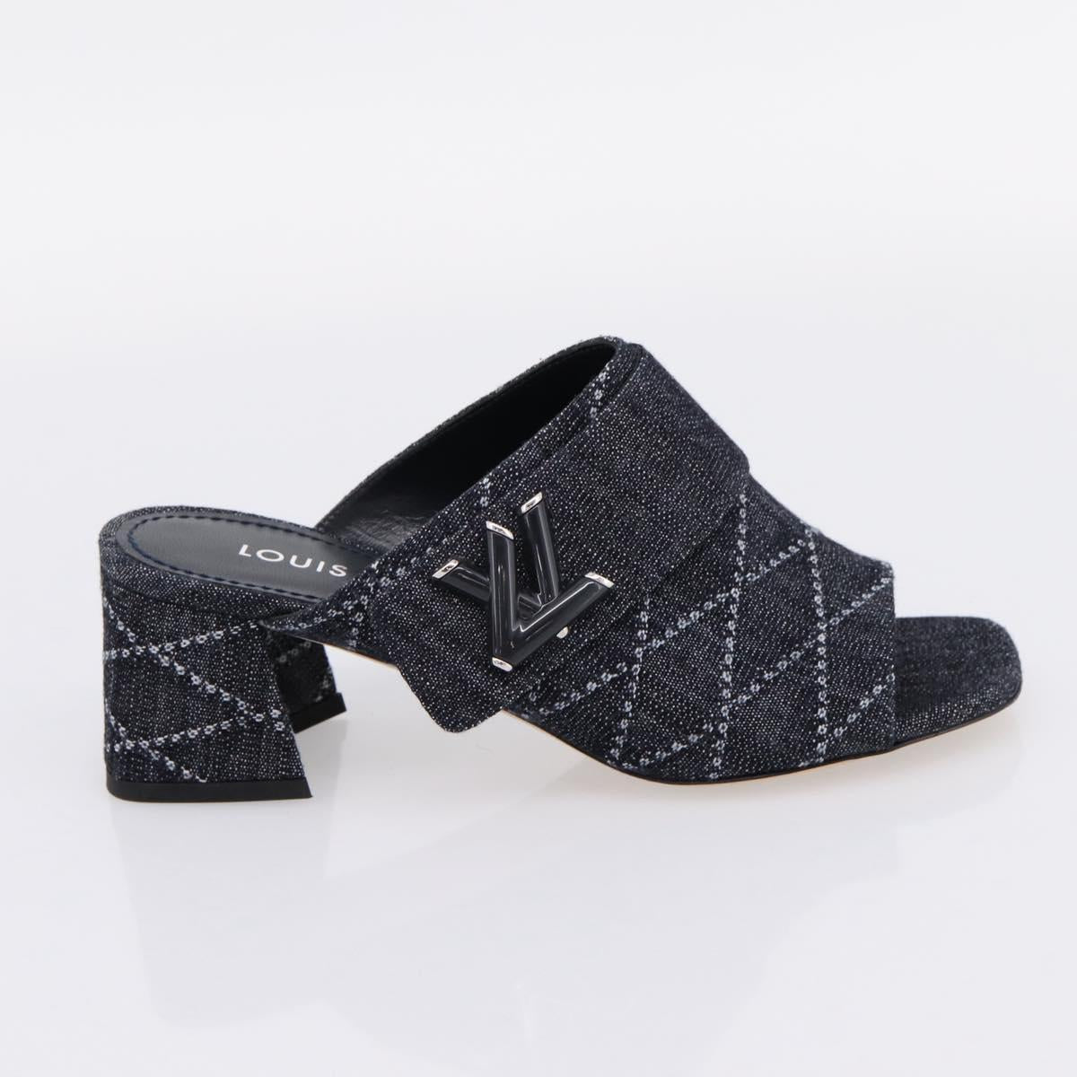 LOUIS VUITTON Sandals Denim 36 Blue LV Auth 204934M