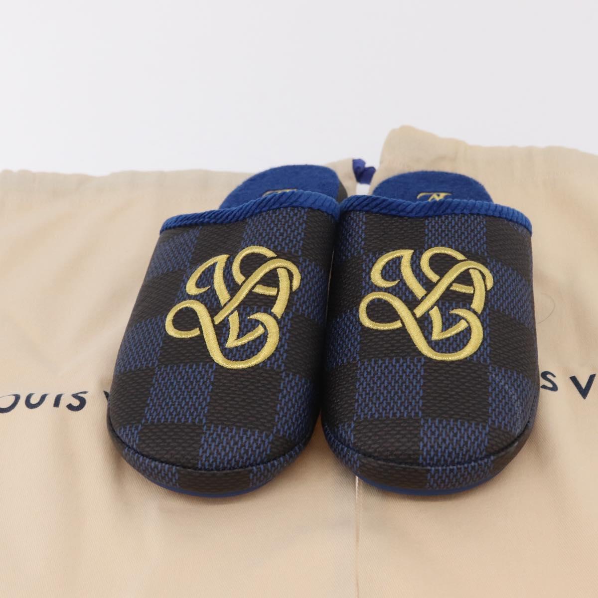 LOUIS VUITTON Damier LV Palace Line Mules pumps Blue LV Auth 204939M
