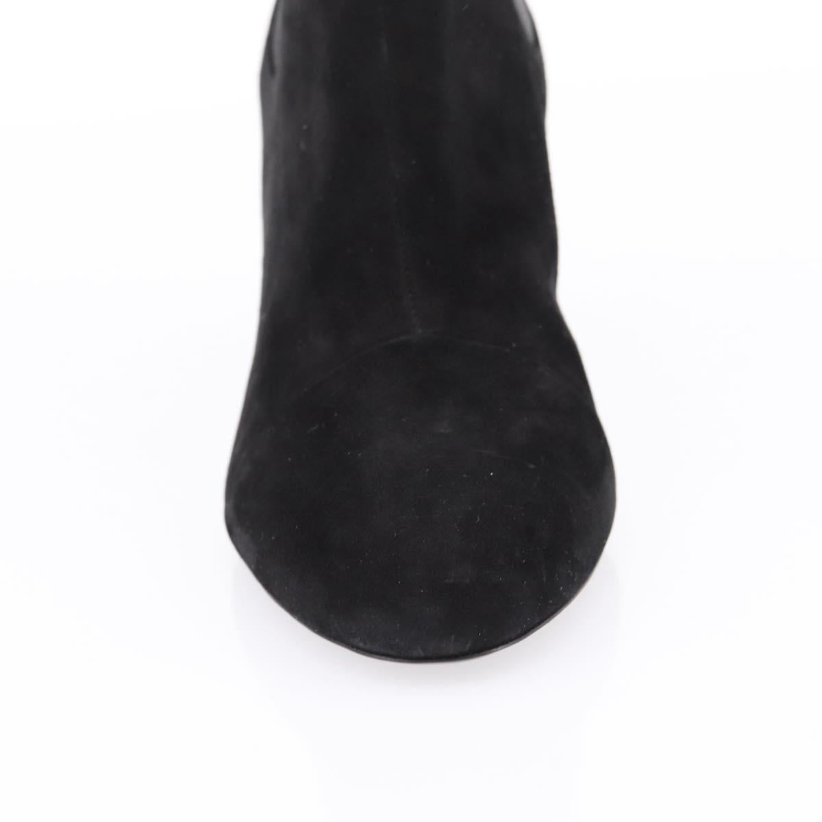 LOUIS VUITTON Short Boots Suede 37 Black LV Auth 204943M