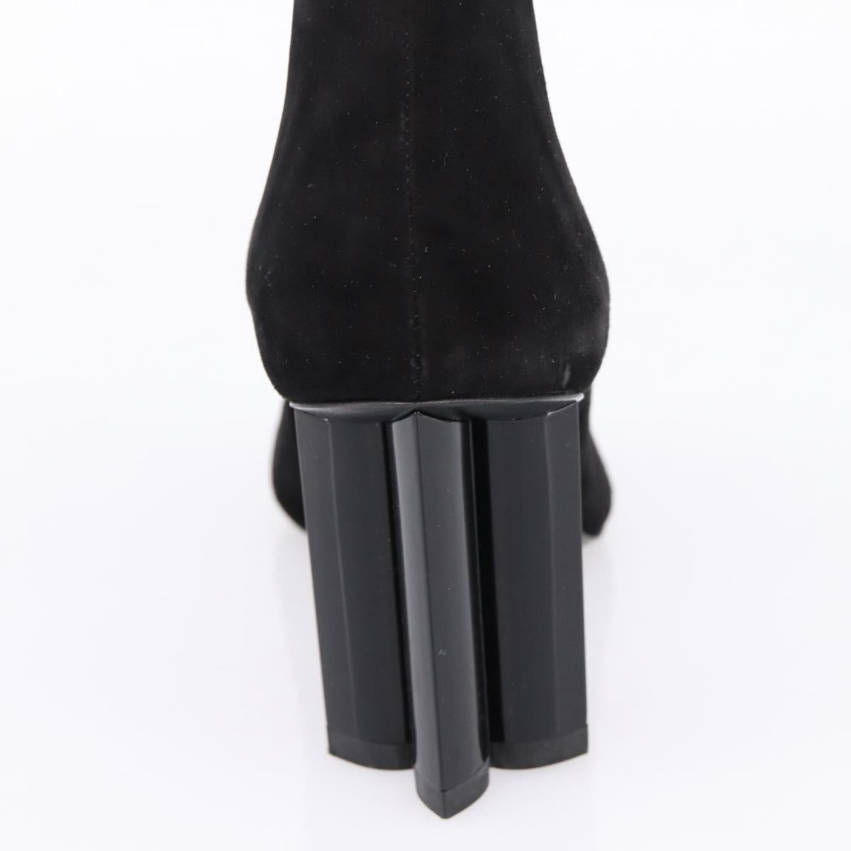 LOUIS VUITTON Short Boots Suede 37 Black LV Auth 204943M