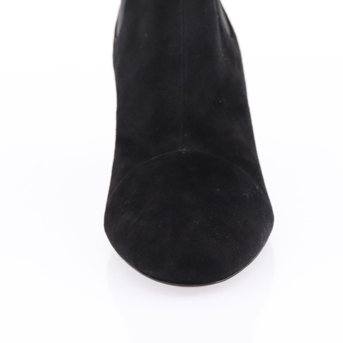 LOUIS VUITTON Short Boots Suede 37 Black LV Auth 204943M