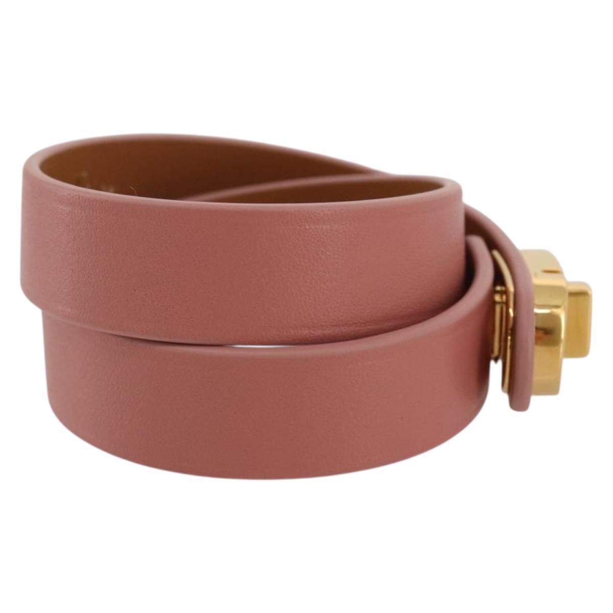Christian Dior Bracelet Leather Pink Gold Auth 204944M