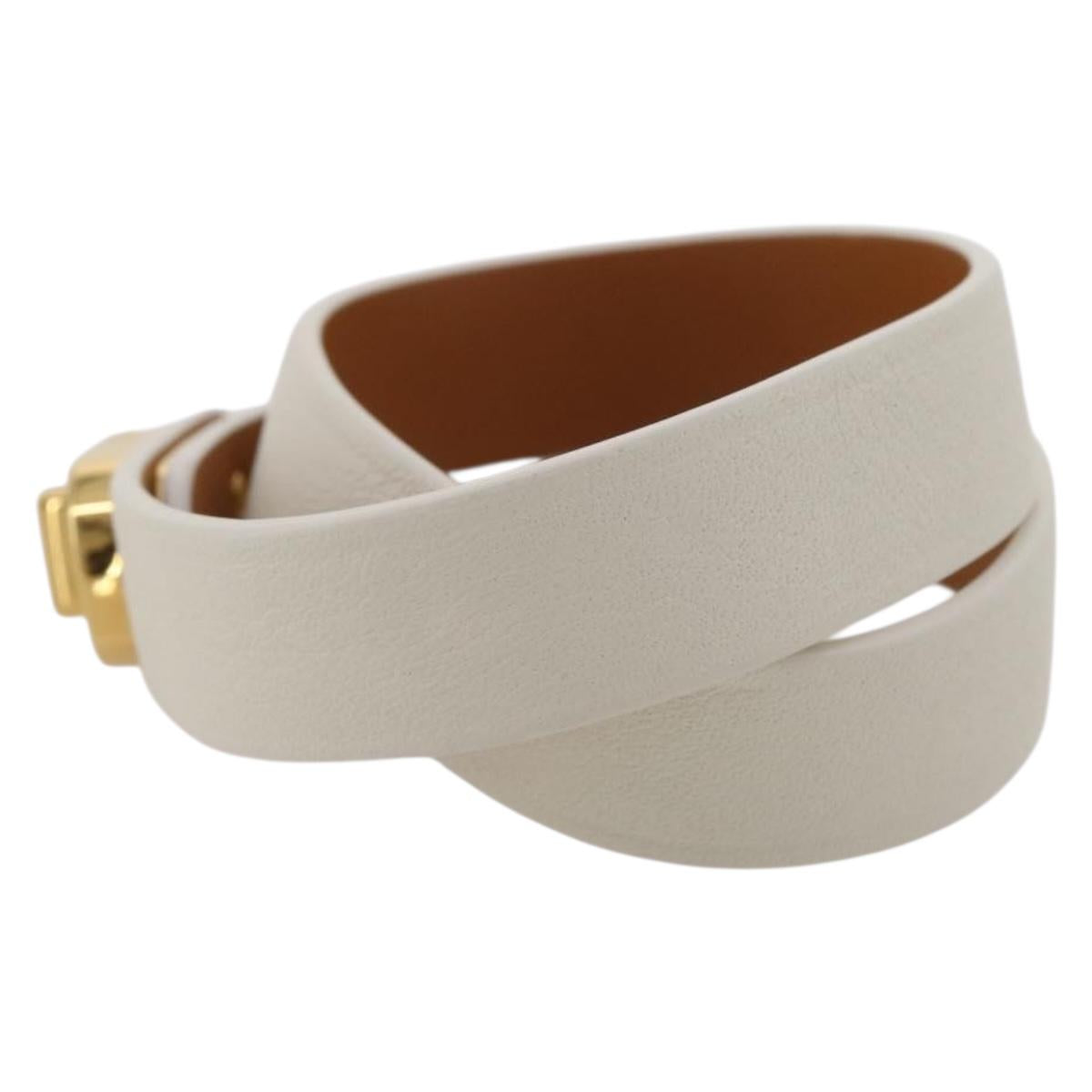 Christian Dior Bracelet Leather White Gold Auth 204946M