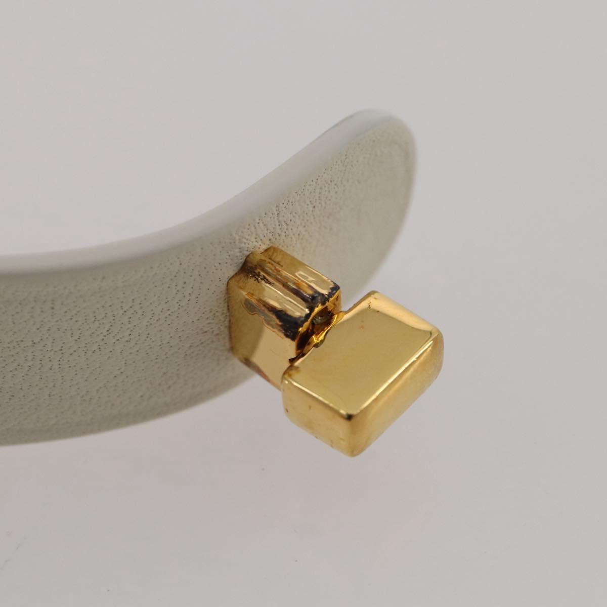 Christian Dior Bracelet Leather White Gold Auth 204946M