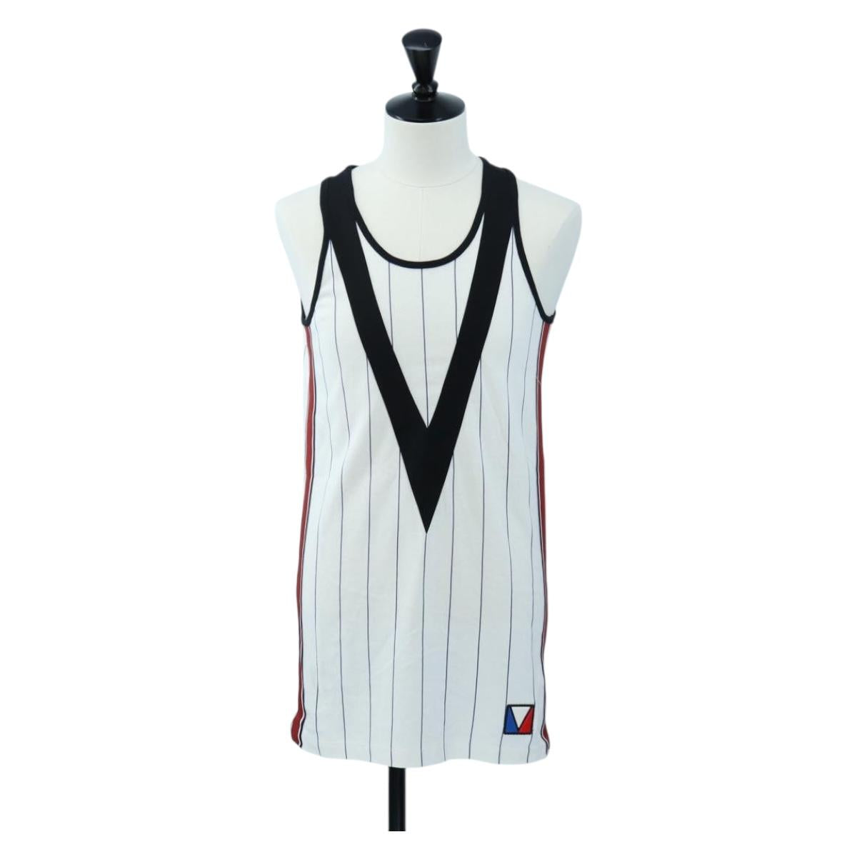 LOUIS VUITTON Sleeveless Top Cotton XS White LV Auth 204954M