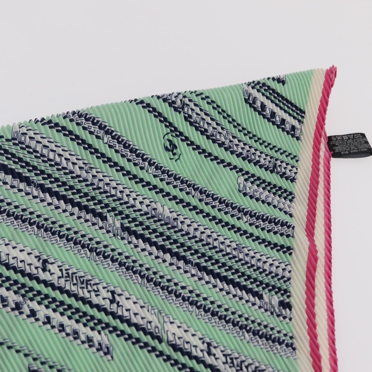 CHANEL Scarf Silk Green CC Auth 204962M