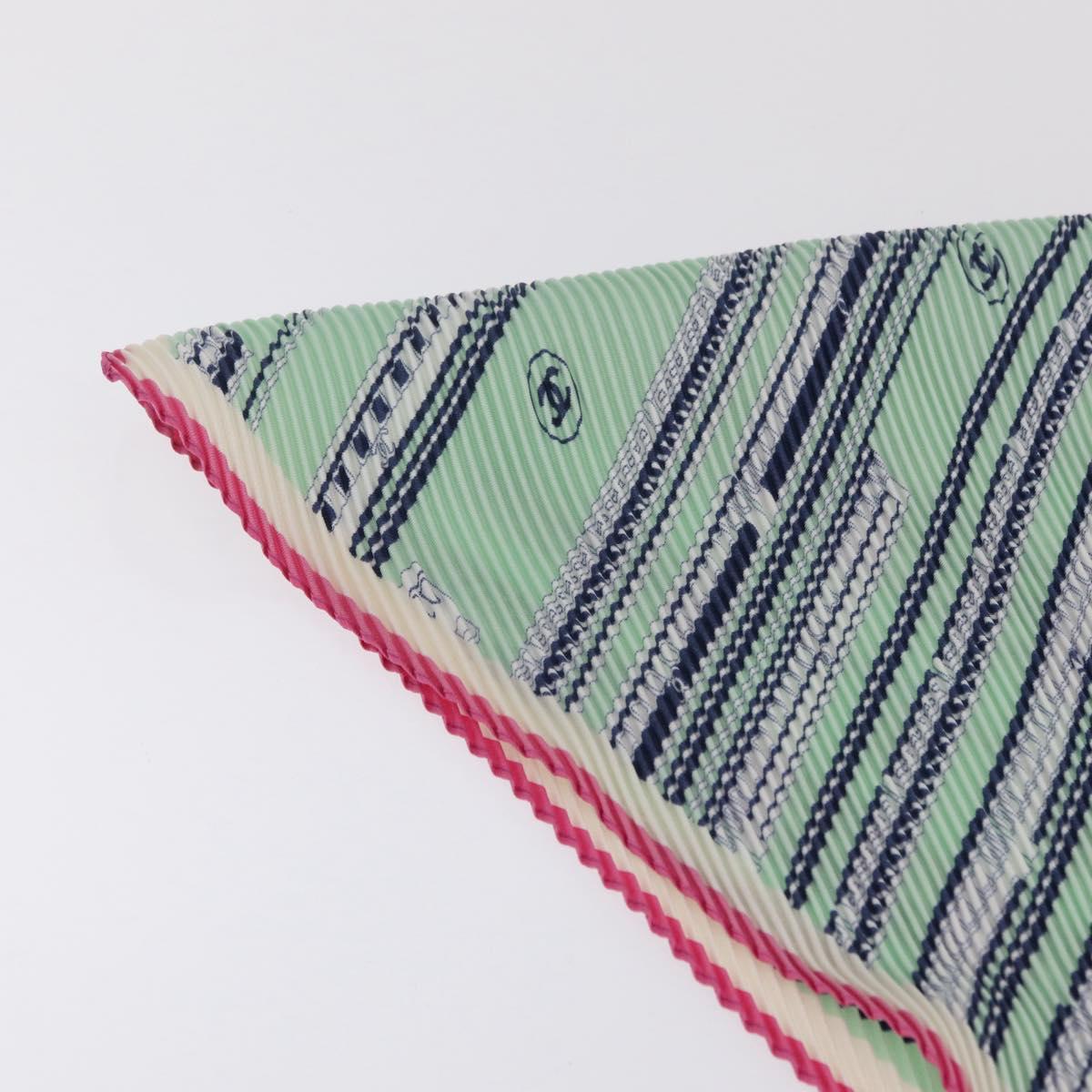 CHANEL Scarf Silk Green CC Auth 204962M