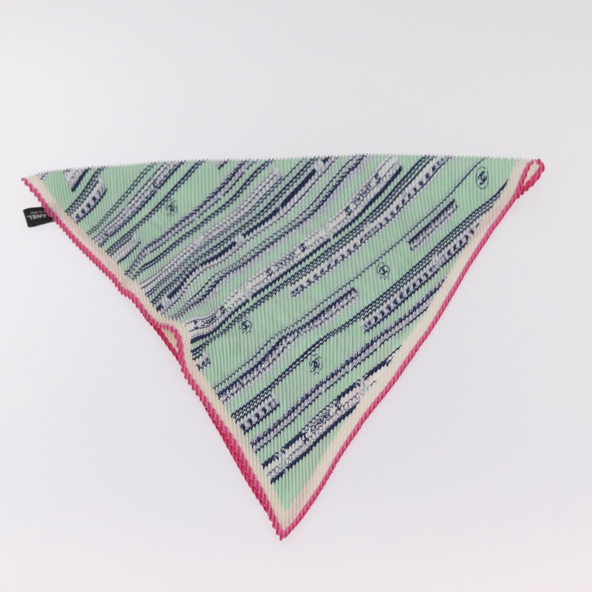CHANEL Scarf Silk Green CC Auth 204962M
