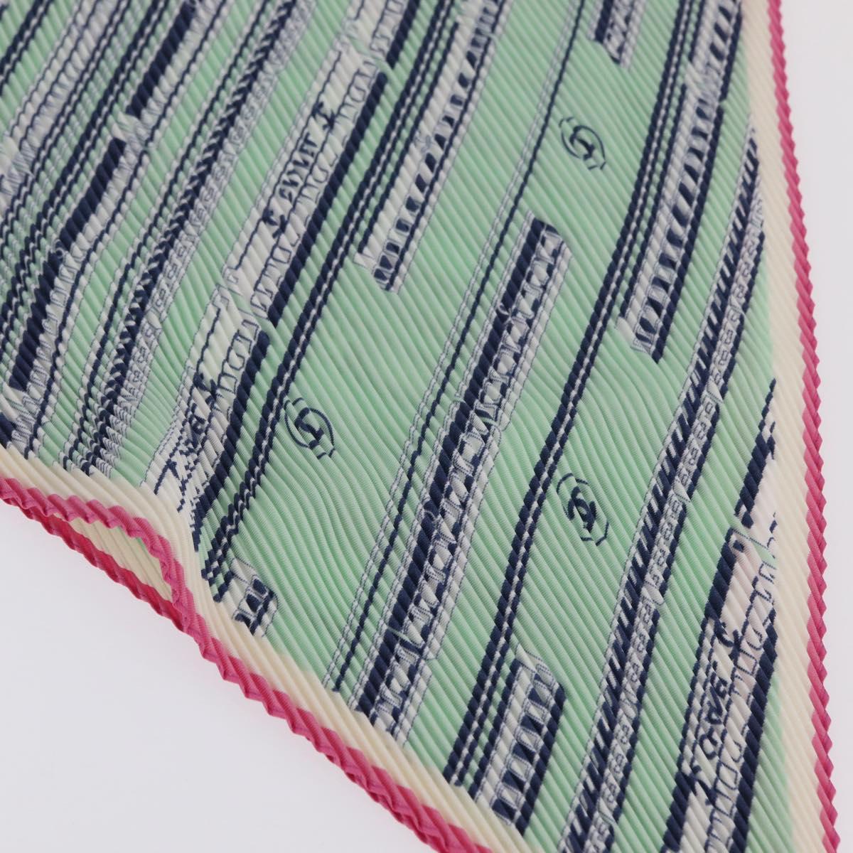 CHANEL Scarf Silk Green CC Auth 204962M