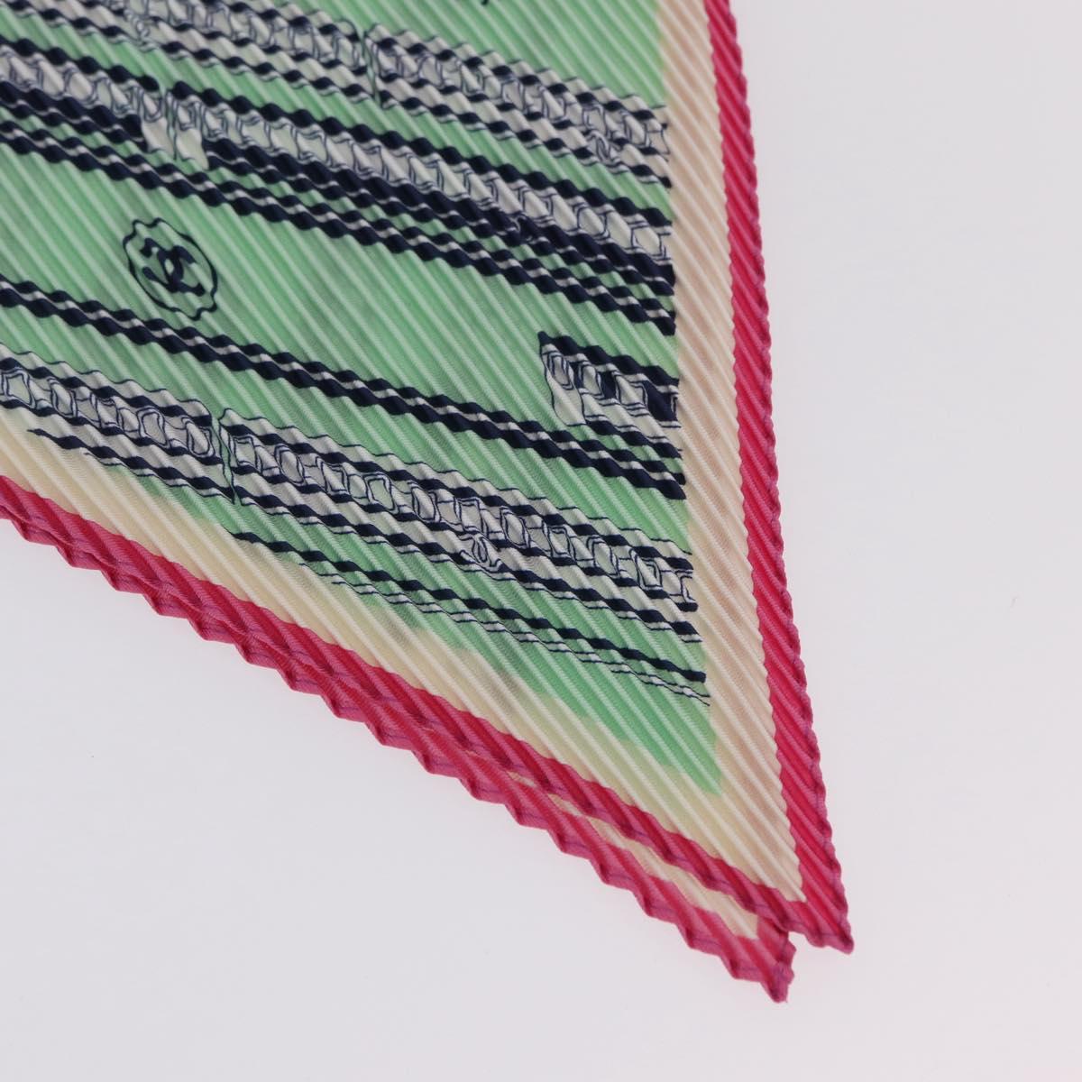 CHANEL Scarf Silk Green CC Auth 204962M