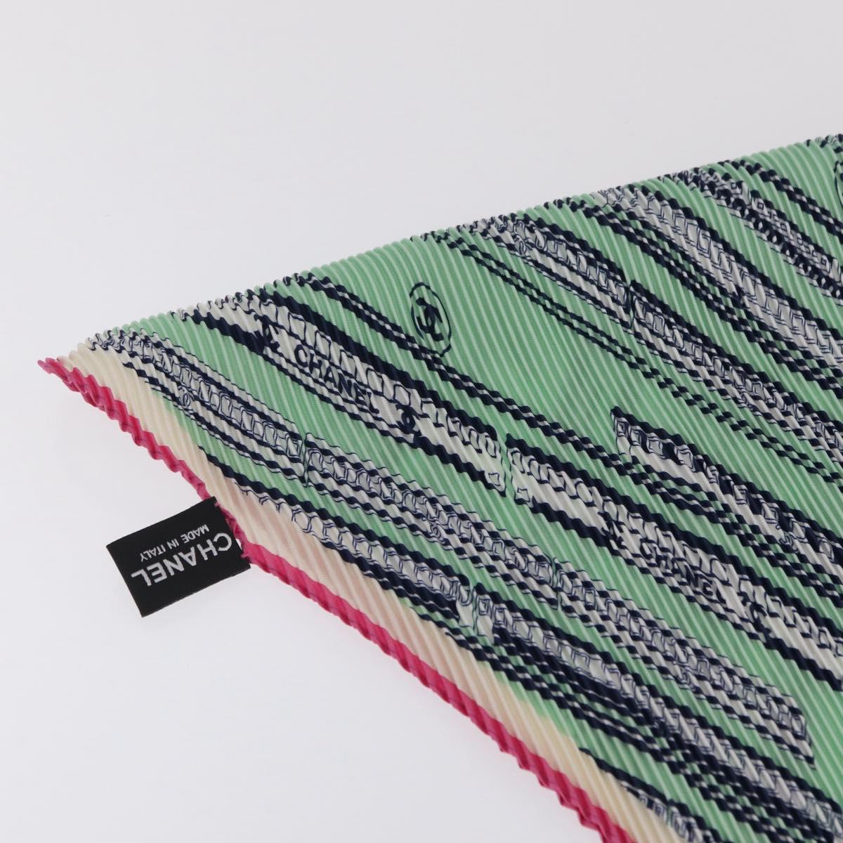 CHANEL Scarf Silk Green CC Auth 204962M