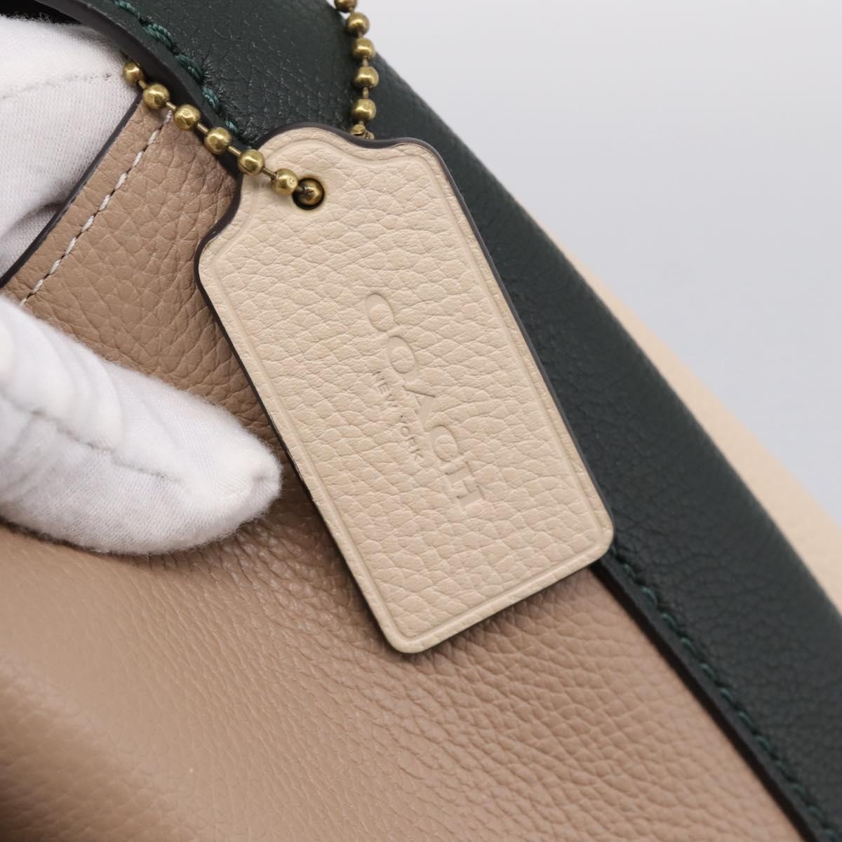 Coach Shoulder Bag Leather Gold Beige Auth 204975A