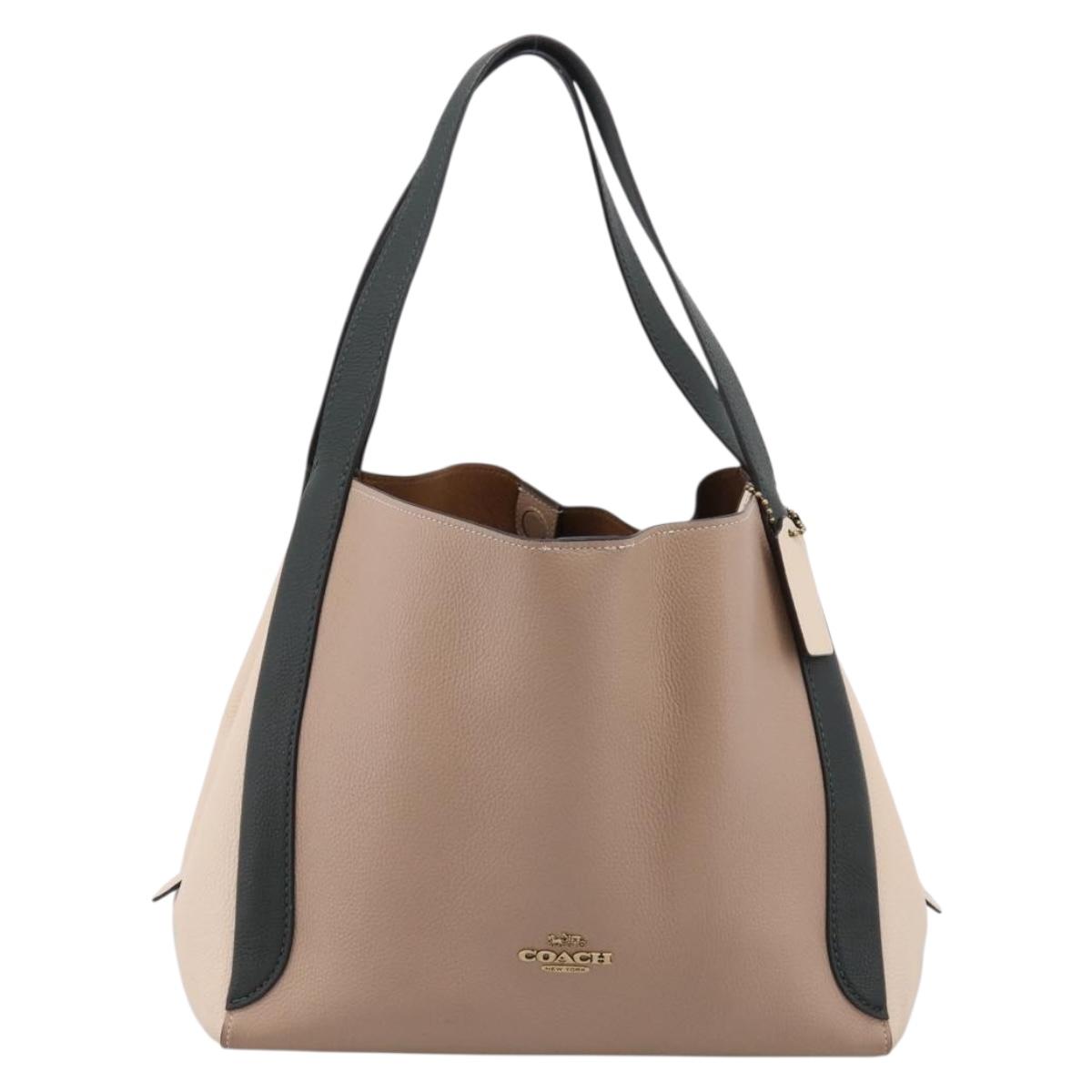 Coach Shoulder Bag Leather Gold Beige Auth 204975A