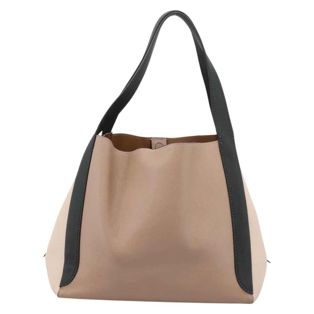 Coach Shoulder Bag Leather Gold Beige Auth 204975A