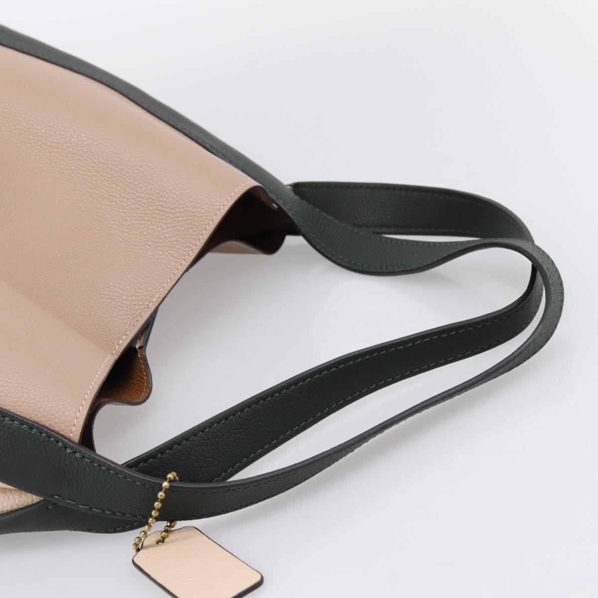 Coach Shoulder Bag Leather Gold Beige Auth 204975A