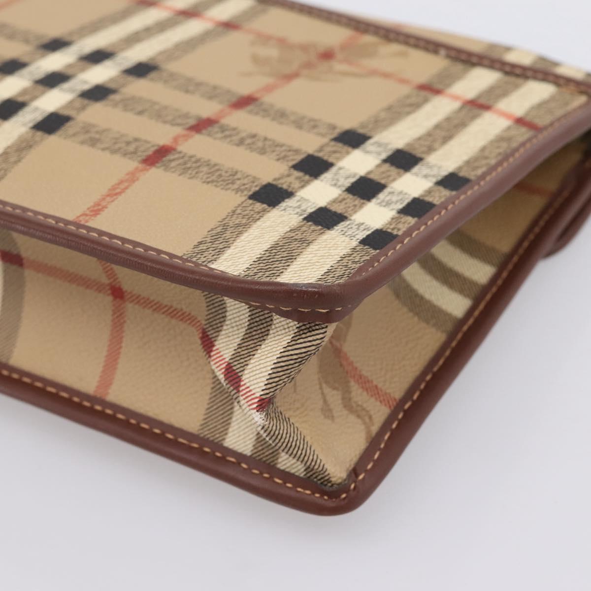 Burberrys Nova Check Clutch Bag PVC Beige Auth 204982